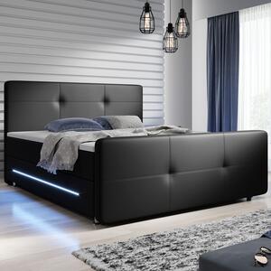 Rugós ágy Oakland 140 x 200 cm műbőr, matracokkal fekete színben