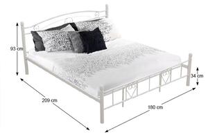 Ágy fém lemezes ágyráccsal, 180x200, fehér, BRITA