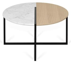 Sonata dohányzóasztal tölgyfa és márvány asztallappal, ø 80 cm - TemaHome