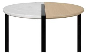 Tárolóasztal tölgyfa dekoros és márvány asztallappal ø 50 cm Sonata - TemaHome