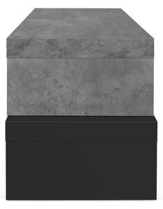 Cliff fekete dupla TV állvány beton dekorral, 125 x 20 cm - TemaHome