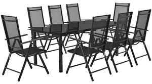 Milano kerti bútor 9 darabos, asztallal és székekkel, sötétszürke