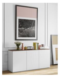 Join fehér fiókos szekrény diófa dekor fedlappal, 180 x 84 cm - TemaHome