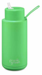 Ceramic Bottle Neon Green zöld 1000ml-es rozsdamentes acél kerámia bevonatos termosz szívószáltartó sport kupakkal