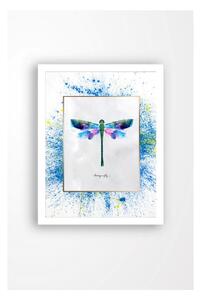 Dragonfly vászonkép fehér keretben, 29 x 24 cm - Tablo Center