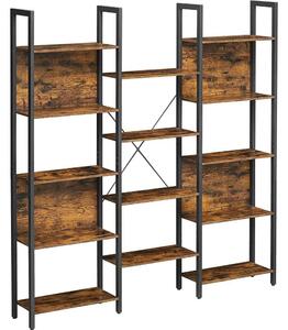 VASAGLE könyvespolc létrapolc, Ipari formatervezés 158 x 24 x 166 cm Vintage barna fekete