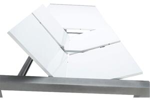 KONDELA Étkezőasztal, nyitható, MDF/fém, fehér extra magasfényű HG, 150-190-230x90 cm, DARO