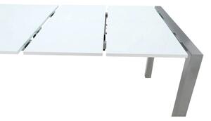 KONDELA Étkezőasztal, nyitható, MDF/fém, fehér extra magasfényű HG, 150-190-230x90 cm, DARO