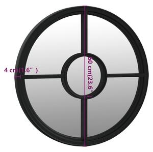Vas Kerti Tükör - Kerek - Fekete - 60cm