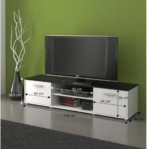 KONDELA TV asztal, fehér/fekete, ZUNO NEW 01