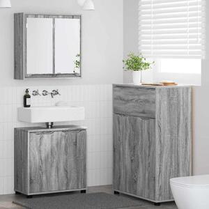 Fürdőszoba bútor szett fiókkal 3 pcs Szürke Sonoma Faanyag