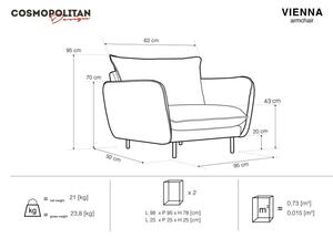 Vienna világosszürke bársony fotel - Cosmopolitan Design