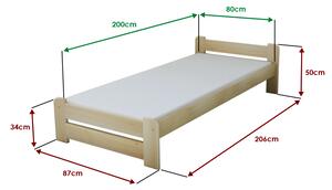 Emily ágy 80x200 cm, fenyőfa Ágyrács: Léces ágyrács, Matrac: Coco Maxi 19 cm matrac