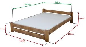 Emily ágy 160x200 cm, tölgyfa Ágyrács: Ágyrács nélkül, Matrac: Somnia 17 cm matrac