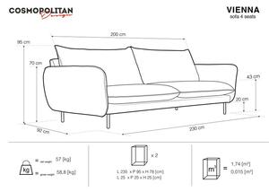 Vienna világosszürke bársony kanapé, 230 cm - Cosmopolitan Design