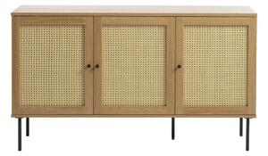 Natúr színű alacsony komód tölgyfa dekorral 140x80 cm Pensacola – Unique Furniture