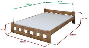 Naomi magasított ágy 120 x 200 cm, tölgyfa Ágyrács: Lamellás ágyrács, Matrac: Coco Maxi 19 cm matrac