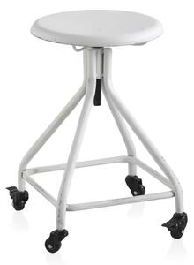 Industrial Style fehér, gurulós, állítható magasságú fém szék - Geese