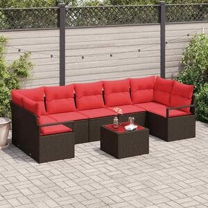 Kerti Kanapé Szett párnával 8 pcs Beige és Piros polirattan