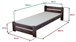 Laura ágy 80x200, diófa Ágyrács: Ágyrács nélkül, Matrac: Coco Maxi 19 cm matrac
