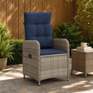 Fekvő Kerti Szék Szürke és sötétkék polirattan
