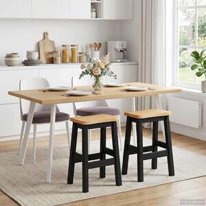 Magas Bárszék EKAI 2 pcs Fekete 40 x 29 x 63 cm Tömör Fenyőfa