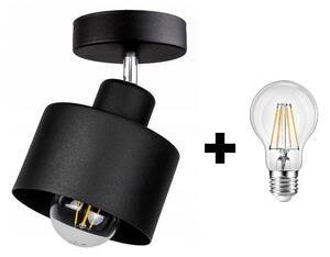 Glimex LAVOR állítható mennyezeti lámpa fekete 1x E27 + ajándék LED izzó