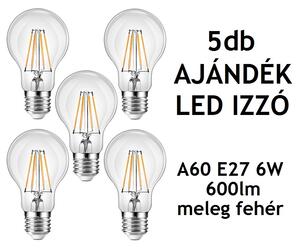 Glimex ABAZUR mennyezeti lámpa szürke 5x E27 + ajándék LED izzók