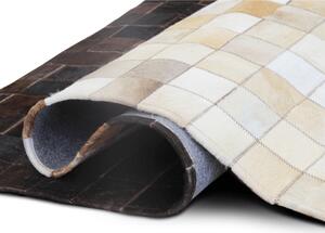 Luxus bőrszőnyeg, fehér/barna /fekete, patchwork, 120x180, bőr TIP 7
