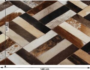 KONDELA Luxus bőrszőnyeg, barna /fekete/bézs, patchwork, 70x140 , bőr TIP 2