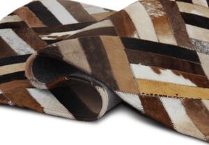 KONDELA Luxus bőrszőnyeg, barna /fekete/bézs, patchwork, 70x140 , bőr TIP 2