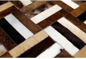 KONDELA Luxus bőrszőnyeg, barna/fekete/bézs, patchwork, 120x180 , bőr TIP 2