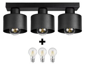 Glimex LAVOR fix mennyezeti lámpa fekete 3x E27 + ajándék LED izzó