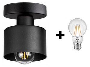 Glimex LAVOR fix mennyezeti lámpa fekete 1x E27 + ajándék LED izzó