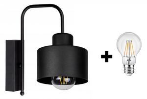 Glimex LAVOR fekete fali lámpa 1x E27 + ajándék LED izzó