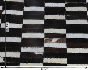 KONDELA Luxus bőrszőnyeg, barna /fekete/fehér, patchwork, 69x140, bőr TIP 6
