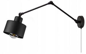 Glimex LAVOR hosszú karos állítható fekete fali lámpa kapcsolóval 1x E27 + ajándék LED izzó