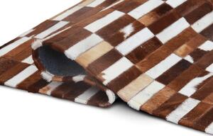 KONDELA Luxus bőrszőnyeg, barna /fehér, patchwork, 201x300, bőr TIP 5
