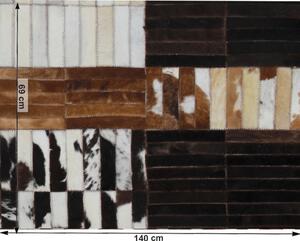 Luxus bőrszőnyeg, fekete/barna /fehér, patchwork, 69x140, bőr TIP 4
