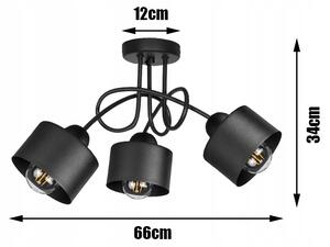 Glimex LAVOR fix mennyezeti lámpa fekete 3x E27 + ajándék LED izzók