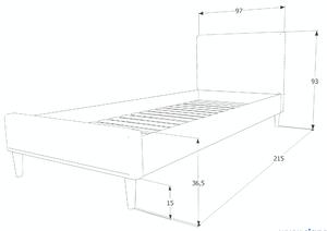 Kárpitozott ágy ACOMA 90 x 200 cm szürke Matrac: Matrac nélkül