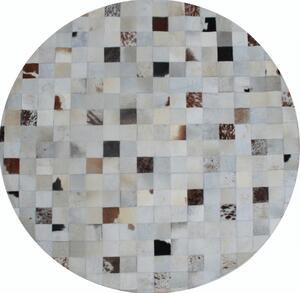 Luxus bőrszőnyeg, fehér/szürke/barna , patchwork, 200x200, bőr TIP 10