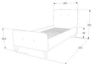 Kárpitozott ágy MALMO 90 x 200 cm szürke Matrac: Matrac nélkül