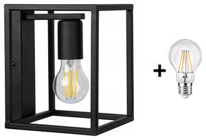 Glimex CAGE fali lámpa fekete 1x E27 + ajándék LED izzó