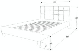 Kárpitozott ágy TEXAS 180 x 200 cm szürke, INGYENES ágyráccsal Matrac: Matrac nélkül