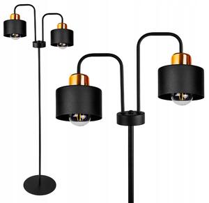 Glimex Lavor állólámpa fekete réz/króm 2x E27 + ajándék LED izzók