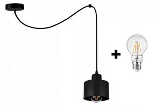 Glimex LAVOR polip függőlámpa fekete 1x E27 + ajándék LED izzó