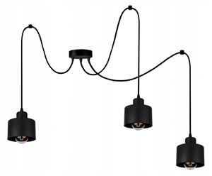 Glimex LAVOR polip függőlámpa fekete 3x E27 + ajándék LED izzók