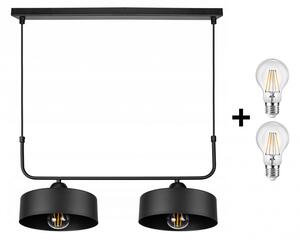 Glimex LAVOR MED állítható függőlámpa fekete 2x E27 + ajándék LED izzók