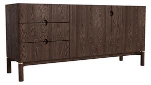 Sötétbarna alacsony komód tölgyfa dekorral 160x73 cm Arun – Unique Furniture